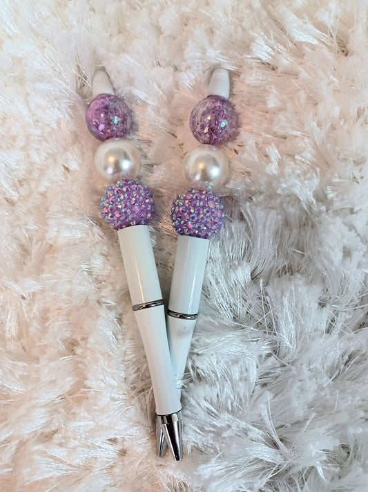 Purple and White Pearl Ink Pen For Women Cute Stationery For Girls Pens