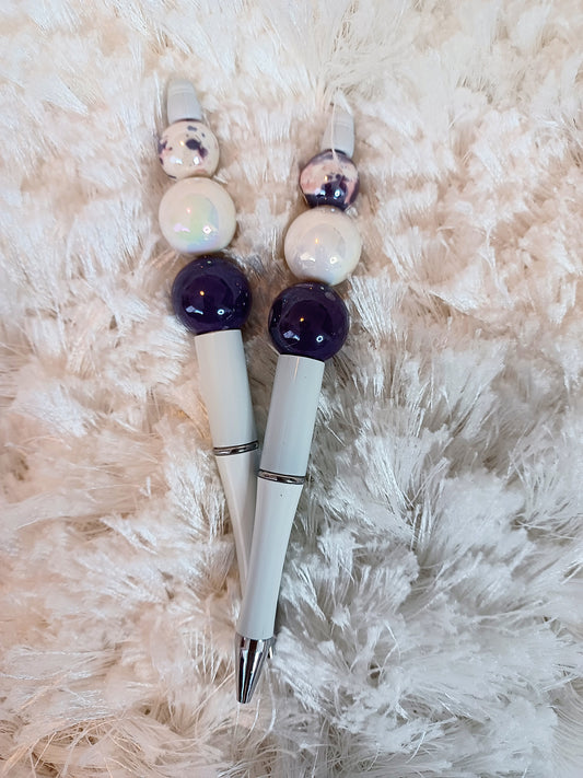 Purple and White Marble Ink Pen For Women Stationery For Girls Cute Pen