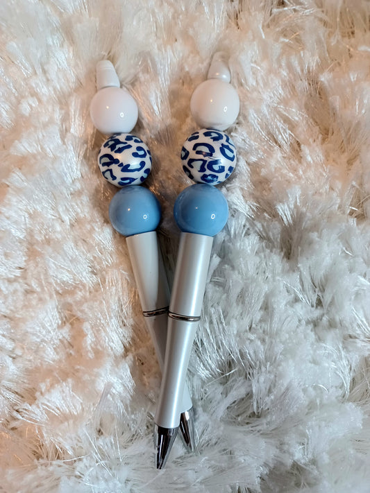 True Blue Animal Print Beaded Inl Pen