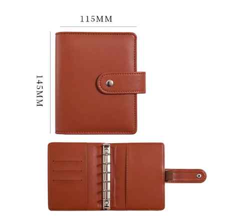 A7 6 Ring Binder PU Clip-on Notebook Leather Loose Leaf Notebook Cover Notebooks Journal Cute Stationery