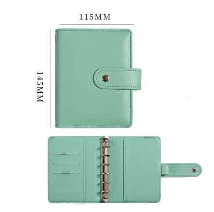 A7 6 Ring Binder PU Clip-on Notebook Leather Loose Leaf Notebook Cover Notebooks Journal Cute Stationery