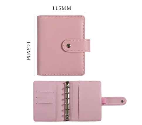 A7 6 Ring Binder PU Clip-on Notebook Leather Loose Leaf Notebook Cover Notebooks Journal Cute Stationery