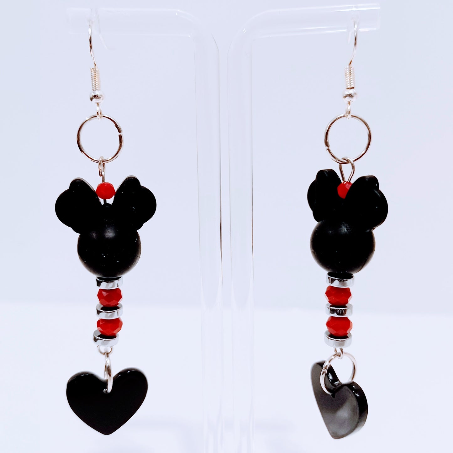 Minnie Red and Black Heart Charm Earrings For Women and Girls Cute Stationery for Women Stationery for Girls