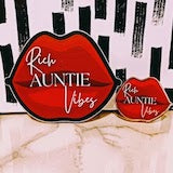 Rich Auntie 4 Piece Coin Purse Ink Pen Vinyl Sticker And Acrylic Pin Set For Women (Various Styles) Gift Set For Aunt